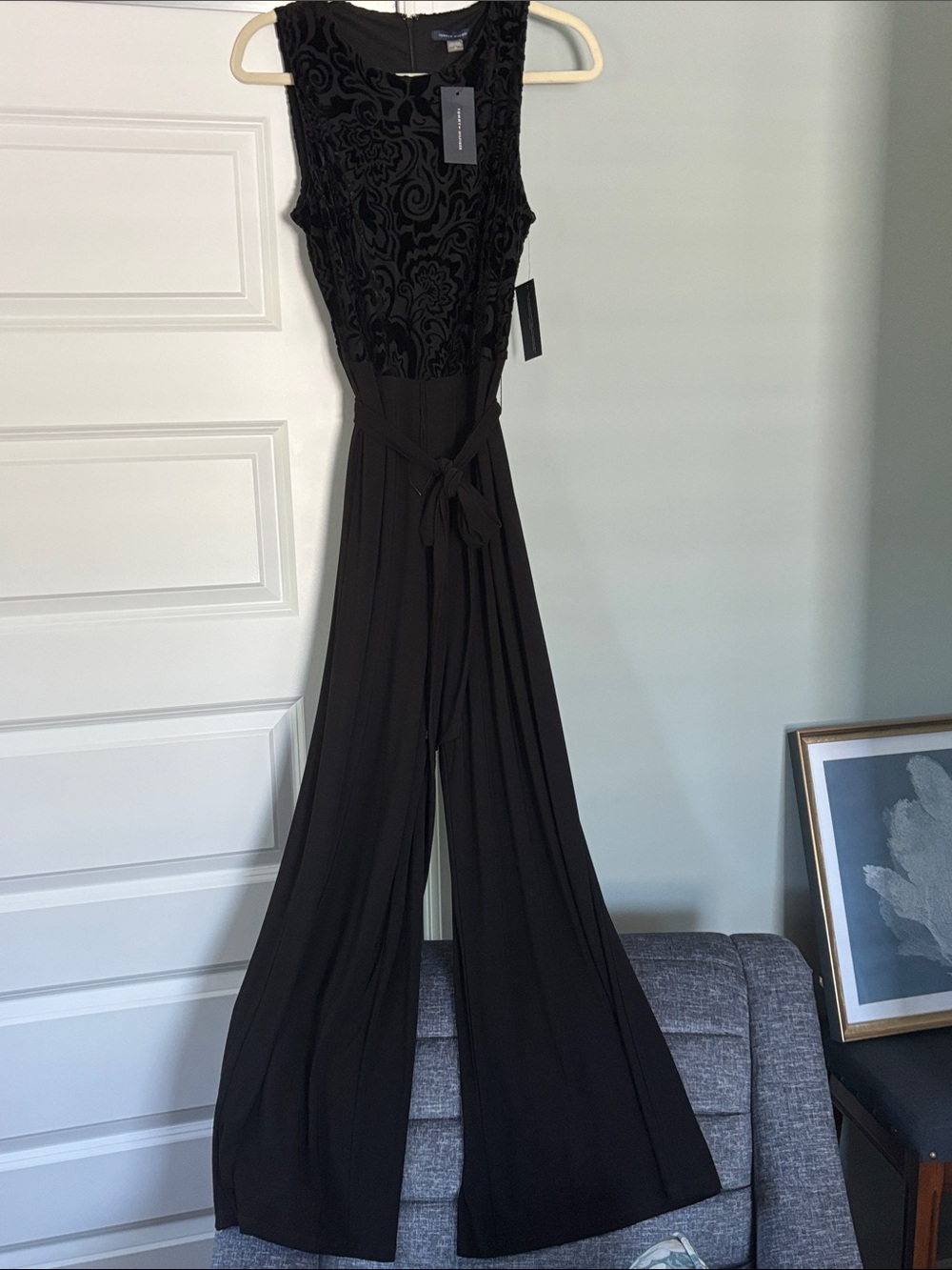 Tommy Hilfiger Black Sleeveless Wide-Leg Jumpsuit with Belt Detail